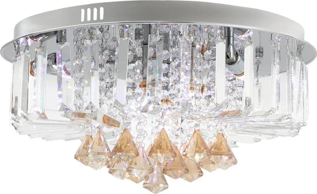 Luminaire de plafond rond en cristal LED 50 cm style moderne chic - Lucent