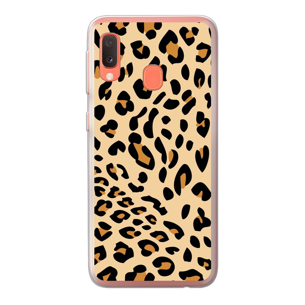 MuchoWow Handyhülle Schutzhülle Hülle für Samsung Galaxy A20e Tiermuster - Panther - Leopard Silikon Softcase Handy Hülle - Abdeckung