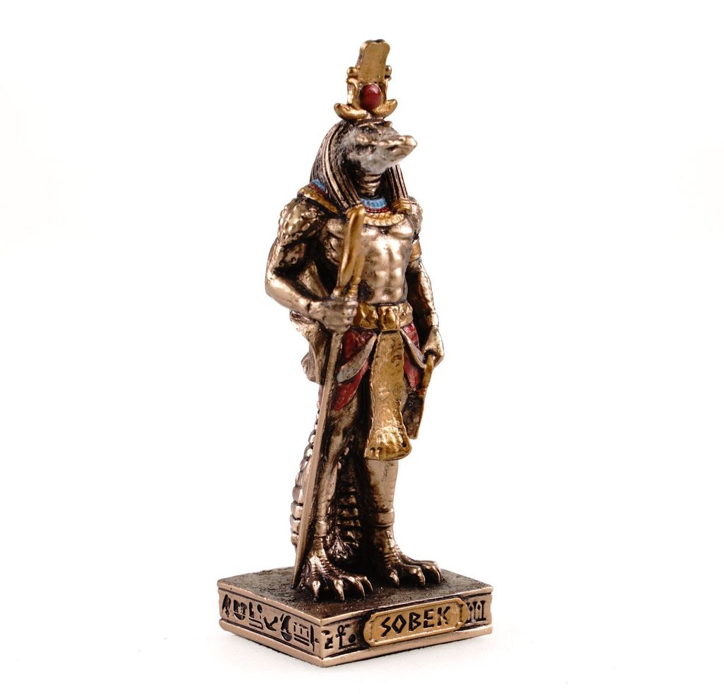 Egipski bóg Sobek, miniaturowy, brązowy/kolorowy Zdjęcie produktu 