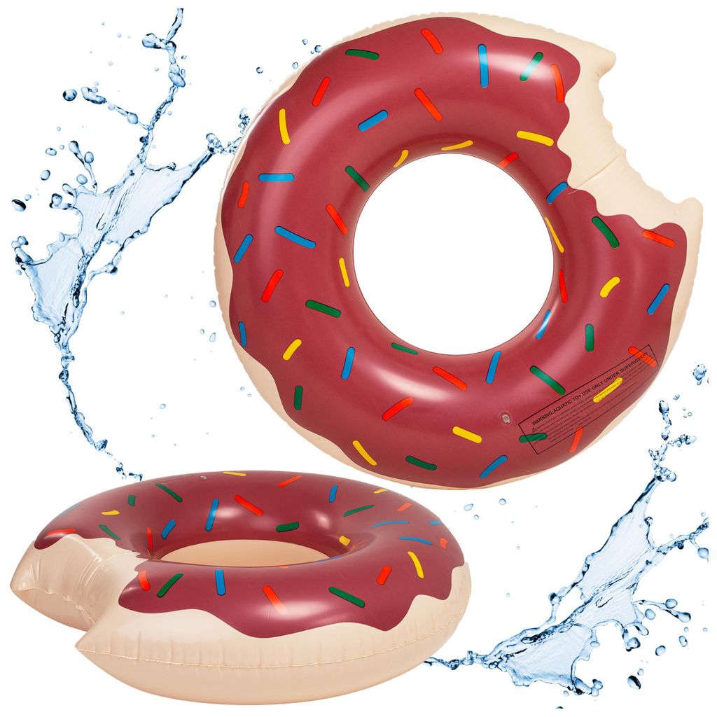 Schwimmring 120cm – Donut Schwimmreifen braun groß für Pool & Wasser