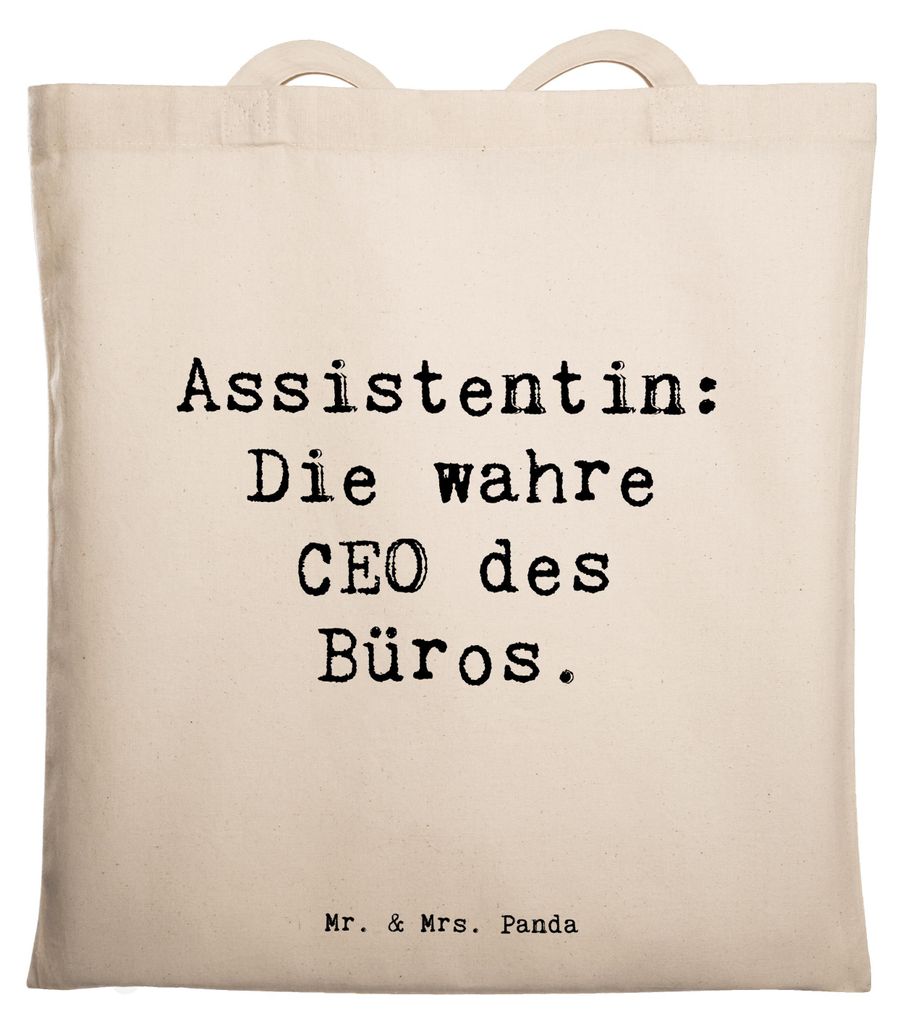 Mr. & Mrs. Panda Shopping Tasche Spruch Assistentin Königin - Transparent - Geschenk, Berufe, Laptoptasche, Beruf, Tote Bag, Berufsalltag, Unterst...