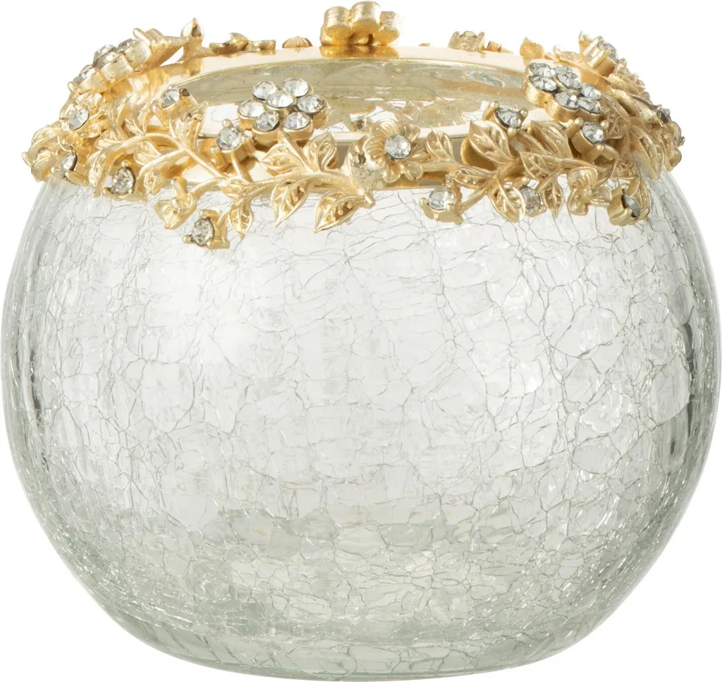 J-Line Porte-bougie Volve en Métal et Verre Doré - Taille Medium Chic