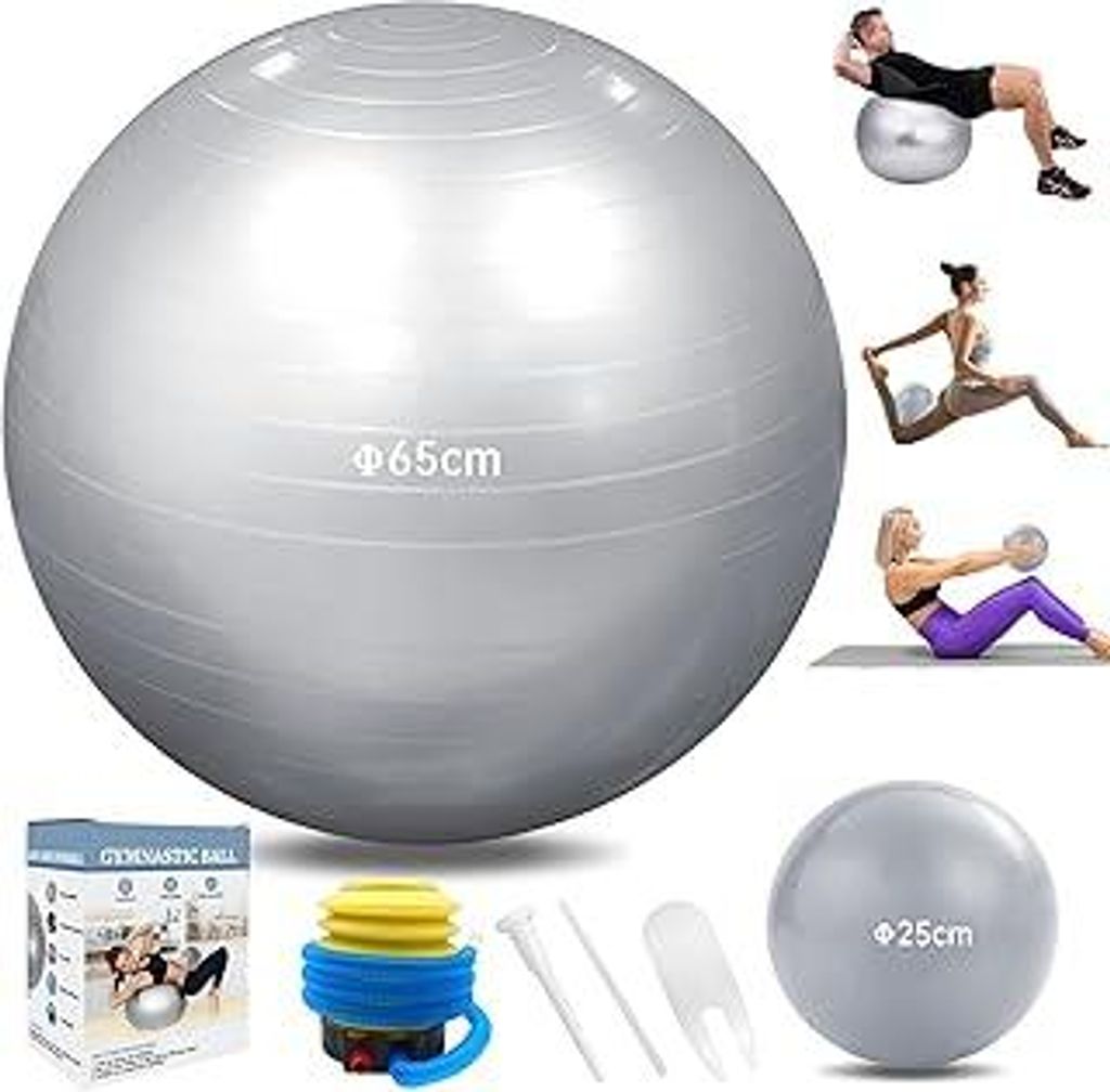 Gymnastikball,Pezziball,Geburtsball,65cm Fitnessball groß und 25cm Pilatesball Set, für Zuhause, Fitnessstudio und Büro Hautfreundlicher Sitzbal...