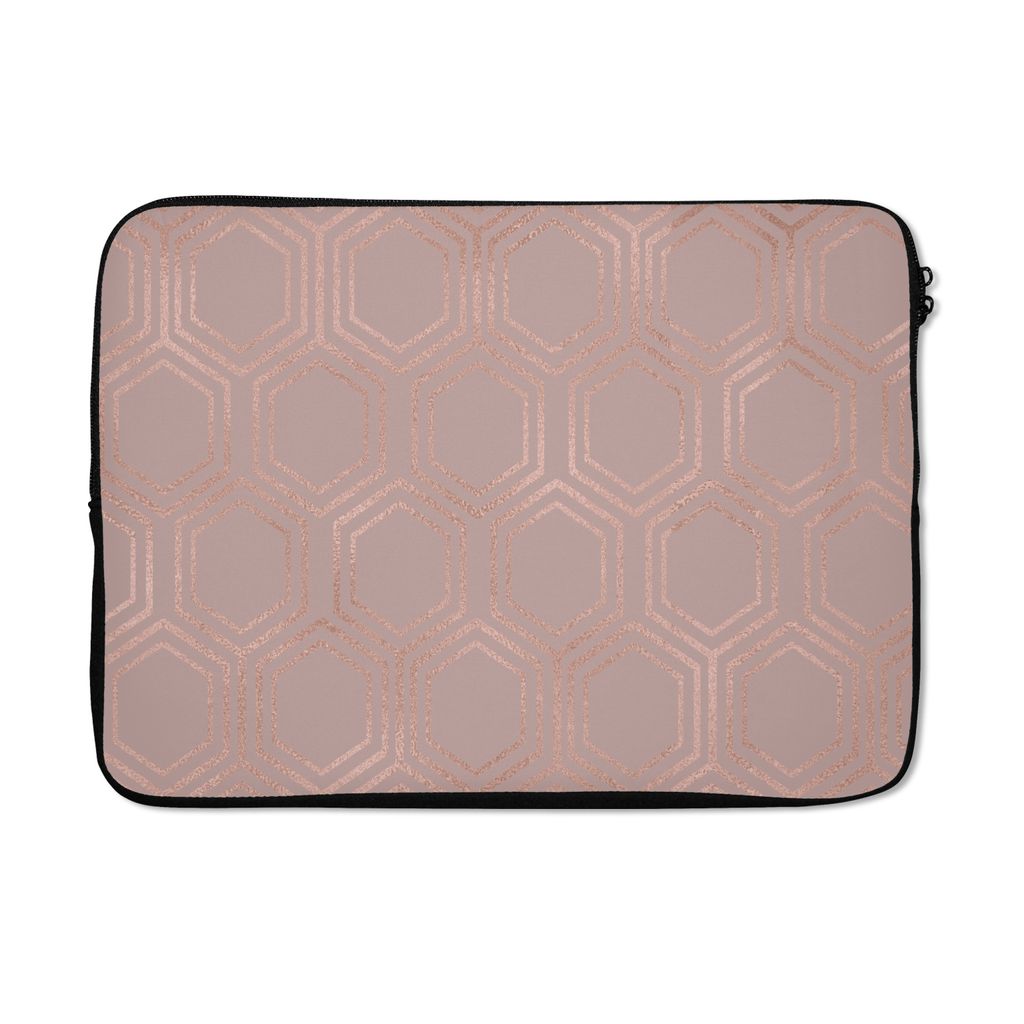 MuchoWow Laptop Hülle 13 Zoll Muster - Roségold - Rosa Laptoptasche - Laptophülle - Sleeve - Rundumschutz