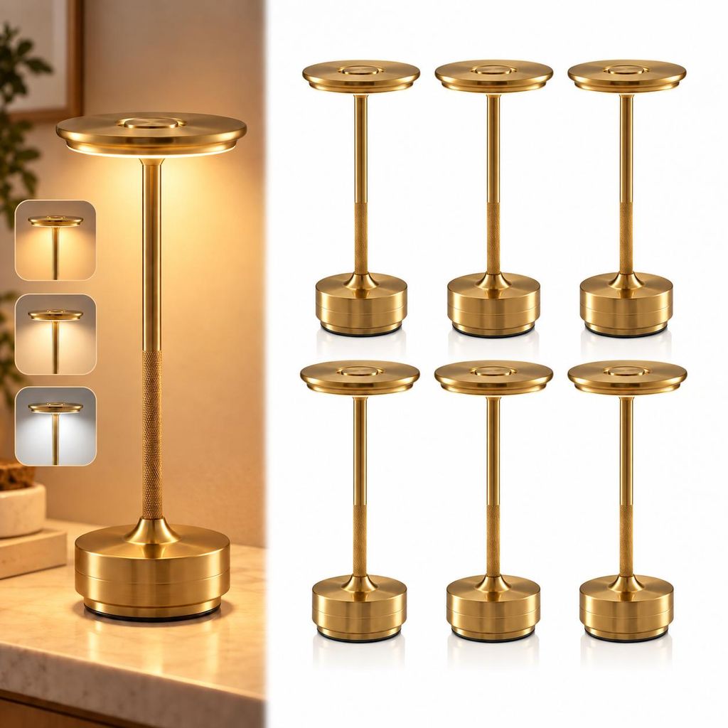 6er Set Kabellose Dimmbare LED Akku Tischleuchten, Touch Produktbild  KI-generiertes Bild