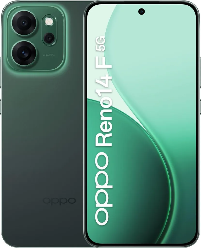 OPPO Reno14 F 5G Vert : Finissez-en avec les Problèmes de Stockage 256Go