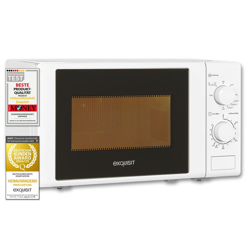 Exquisit Mikrowelle MW 900-030G weiss | Grill | max. 1000 W Produktbild