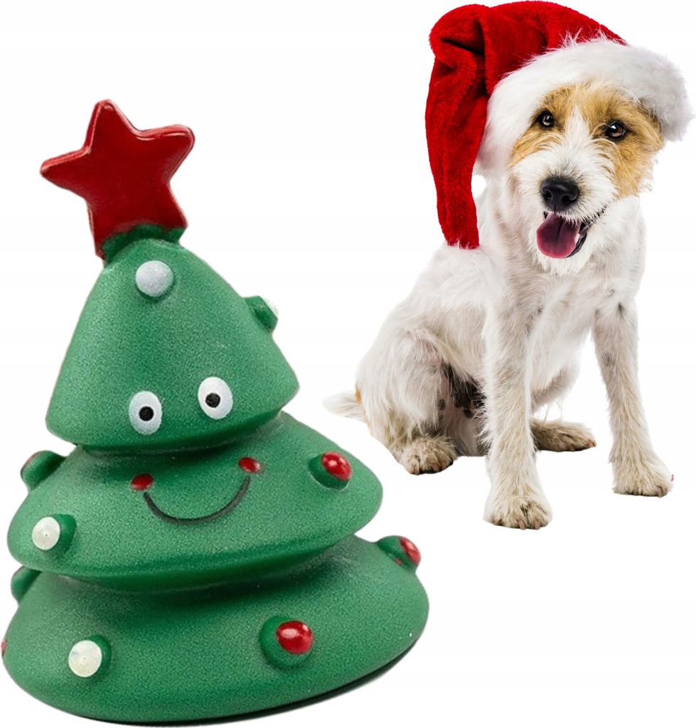 Weihnachtsbaum Gummi Hundespielzeug quietschend für die Feiertage