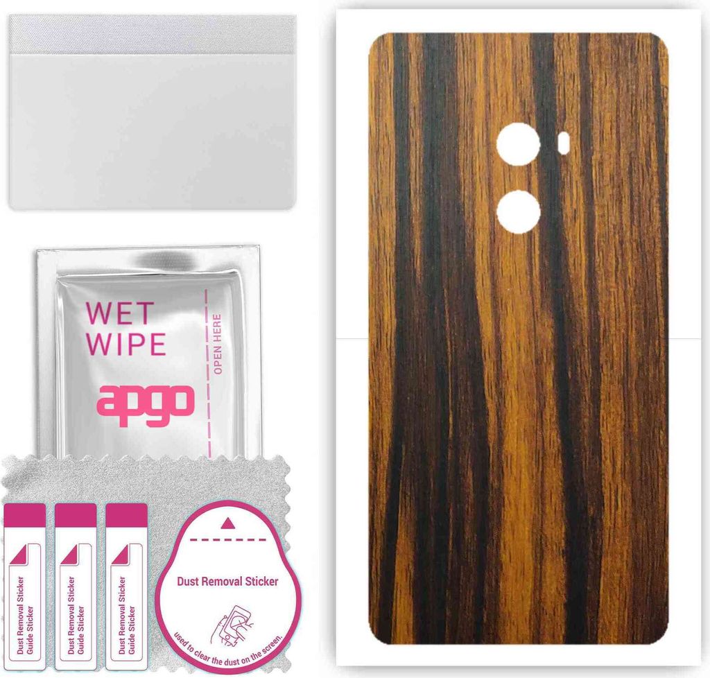 apgo Rückseite Schutzfolie, Skin, kompatibel mit Xiaomi Mi Mix 2, Hinten Displayschutzfolie aus Vinylfolie, kratzfest, einfache Montage - Tigerwood