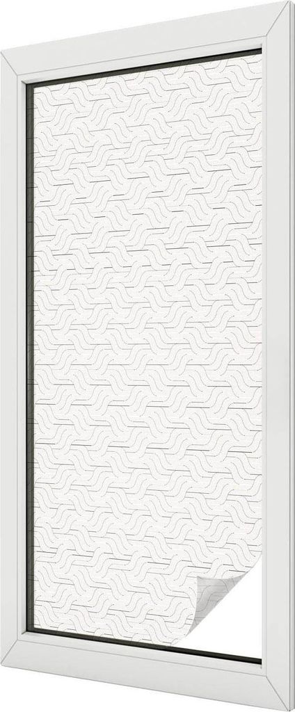 Buntglas Fensterfolie – 116x50 cm – Stained-Glass Design – blickdichte dekorative Sichtschutzfolie – selbstklebend, UV-Schutz – Wellenlinien