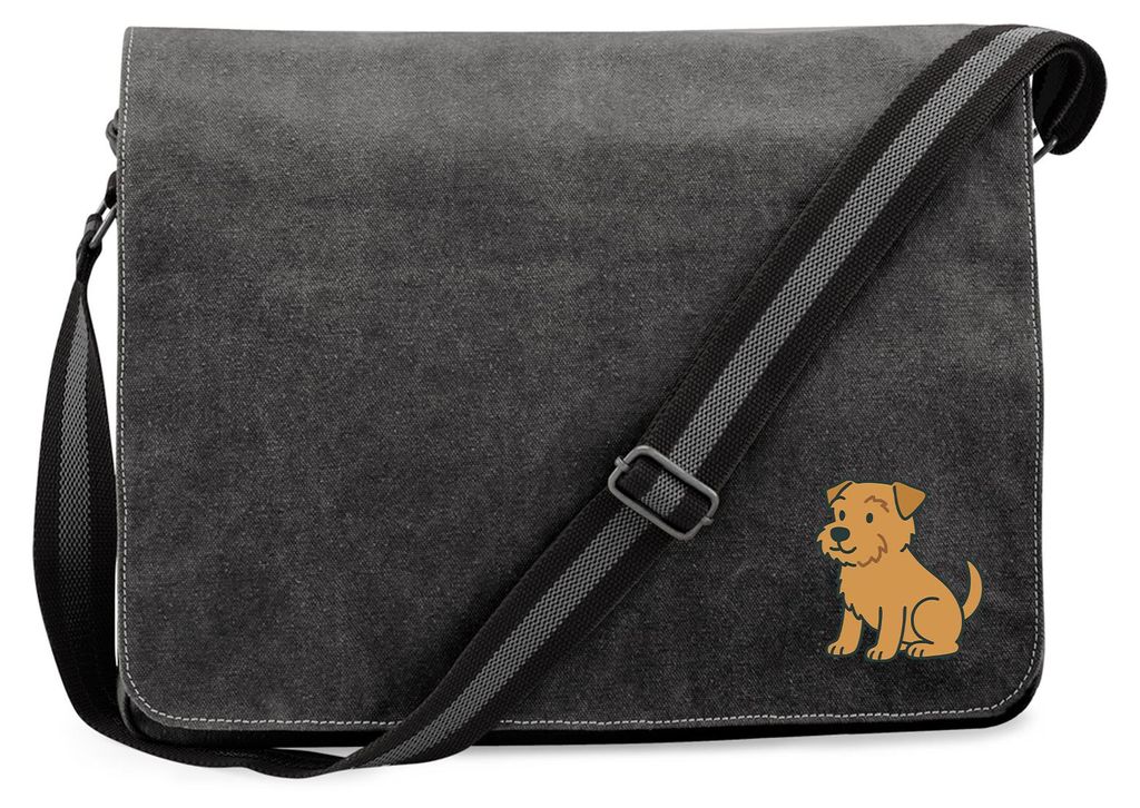 Huuraa Umhängetasche Norfolk Terrier Comic Norfi 14 Liter Black Canvas Laptoptasche Geschenkidee