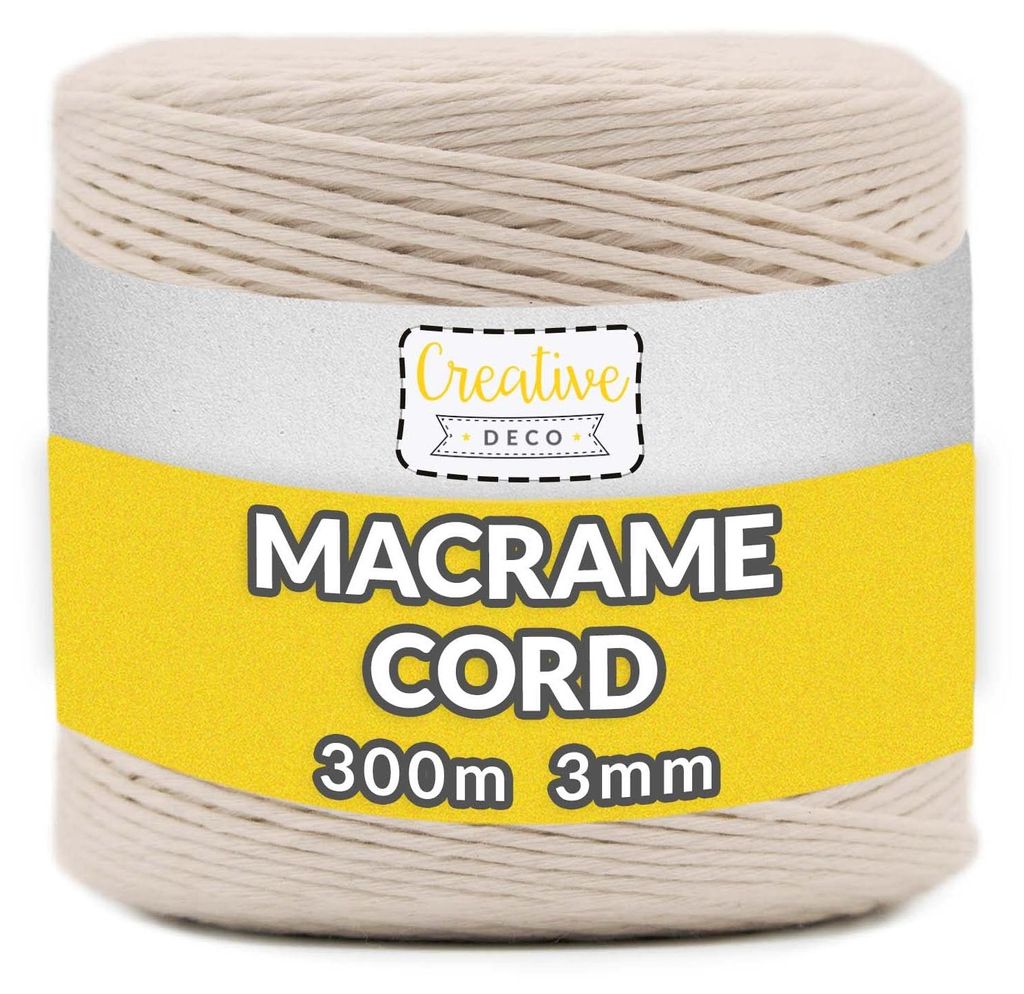 Creative Deco 300 m Beige Macrame Koord, 2-3 mm Dikte Productafbeelding 