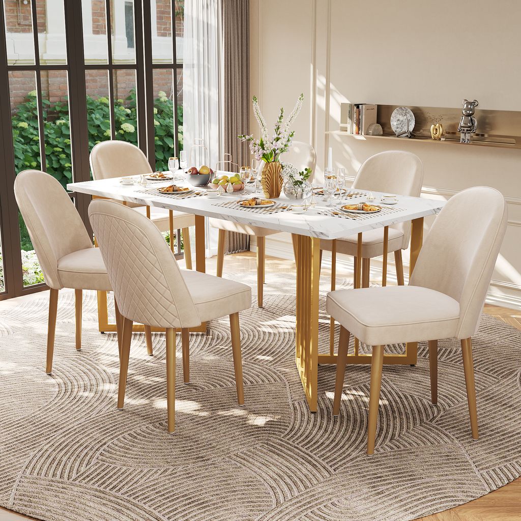 Flieks Eetkamerstoelen, gestoffeerde stoelen, sets van 6 Productafbeelding 