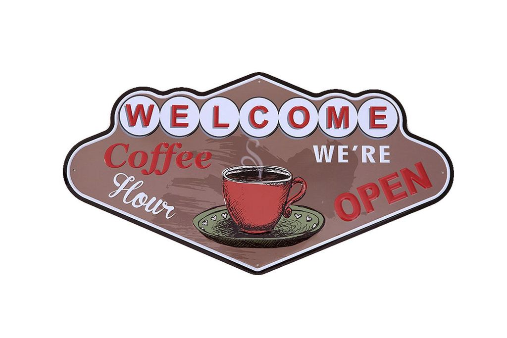 Welcome Coffee - Vintage blechschild - Wand dekoration - Metallschild - Wanplatte - Wandschild