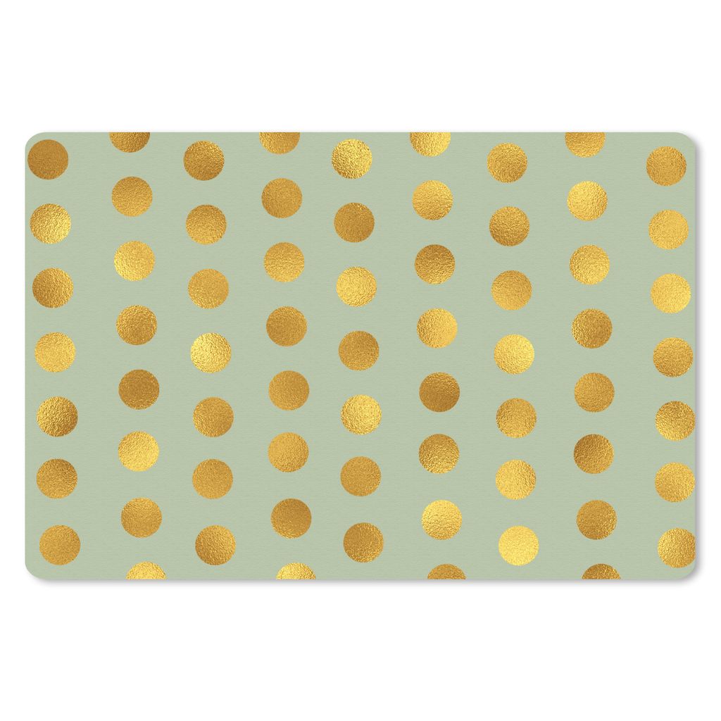 MuchoWow Mauspad Mousepad Muster - Grün - Gold - Tupfen 27x18 cm - Mousepads - Maus Mat - Pad - Mausunterlage - Büroartikel - Desk Matten