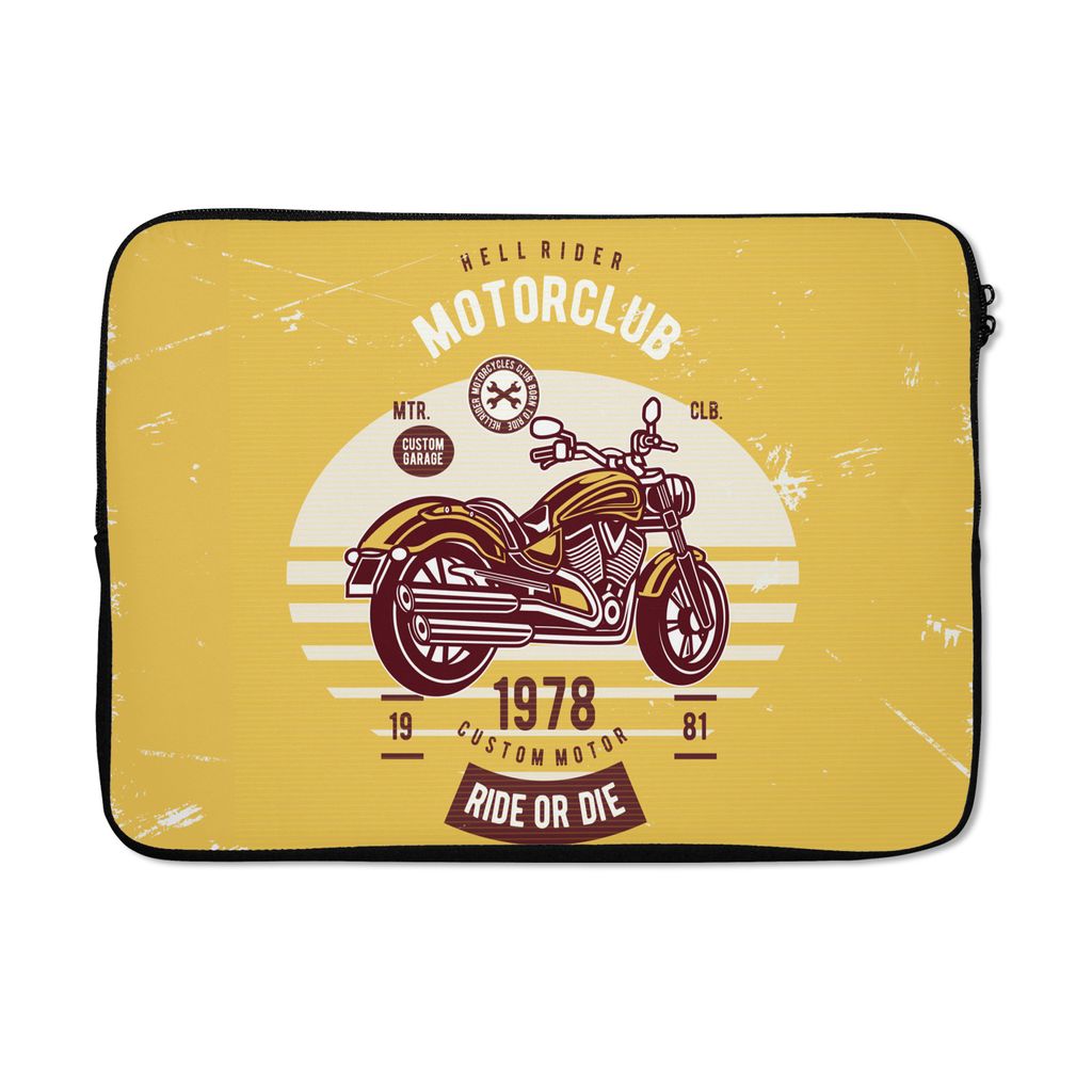 MuchoWow Laptop Hülle 13 Zoll Motorrad - Retro - Briefe - Zitat Laptoptasche - Laptophülle - Sleeve - Rundumschutz