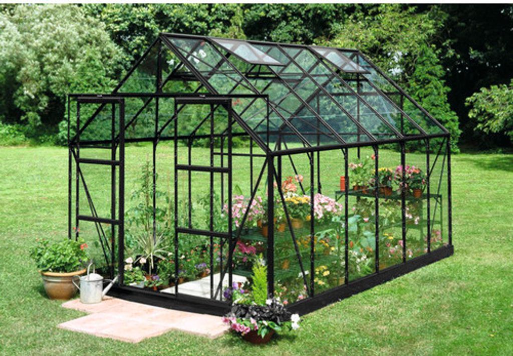 Gewächshaus Halls Magnum 128 Blankglas 3 mm 257 x 384 cm schwarz