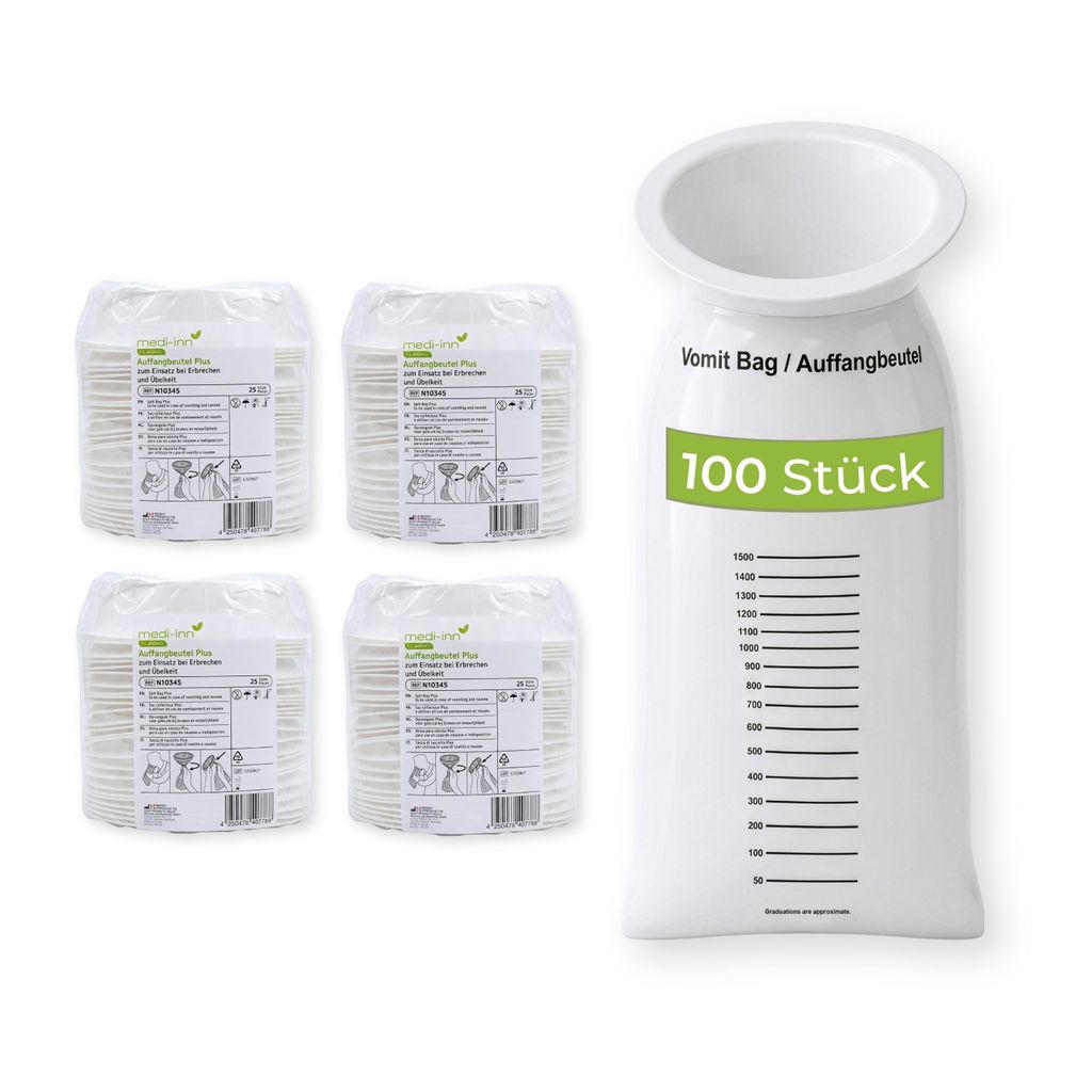100x MEDI-INN Spuckbeutel mit Ring, PE Kotztüten mit Produktbild 