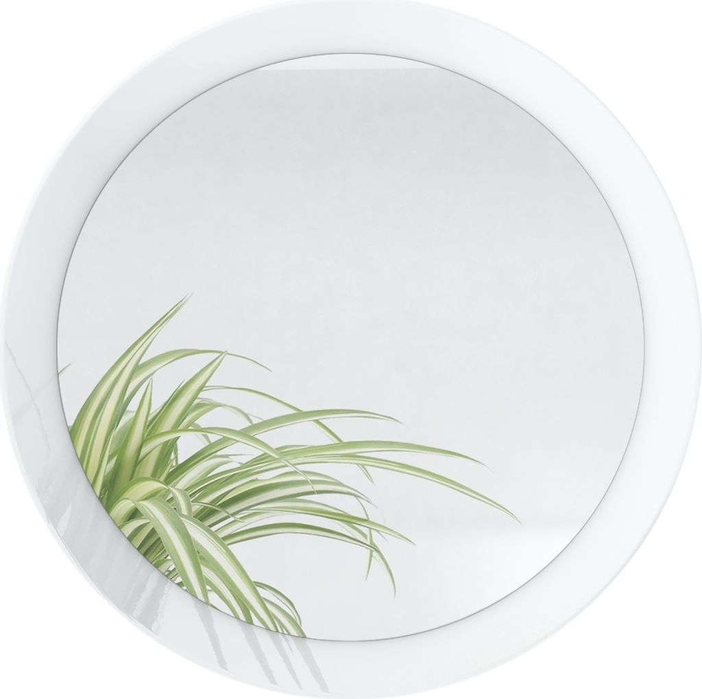 Vladon Spiegel Globe 50 cm, Germany, dekorativer runder Wandspiegel für Flur und Wohnzimmer mit MDF-Rahmen in Weiß Hochglanz