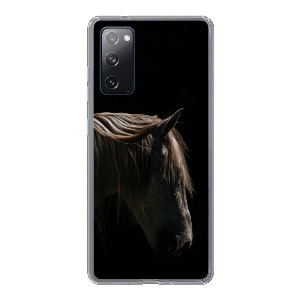 MuchoWow Handyhülle Schutzhülle Hülle für Samsung Galaxy S20 FE Pferd - Tiere - Weiß Silikon Softcase Handy Hülle - Abdeckung