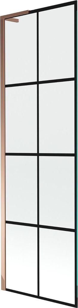 Mexen Next L Badewannenfaltwand 1-flügelig 60 x 150 cm, schwarzes Muster, Roségold - 895-060-000-03-77-60