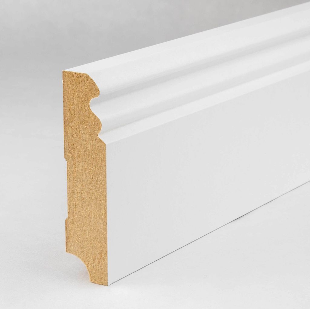 PROVISTON | Sockelleiste MDF | 19 x 80 x 2500 mm | Weiß | Leiste Berliner Profil