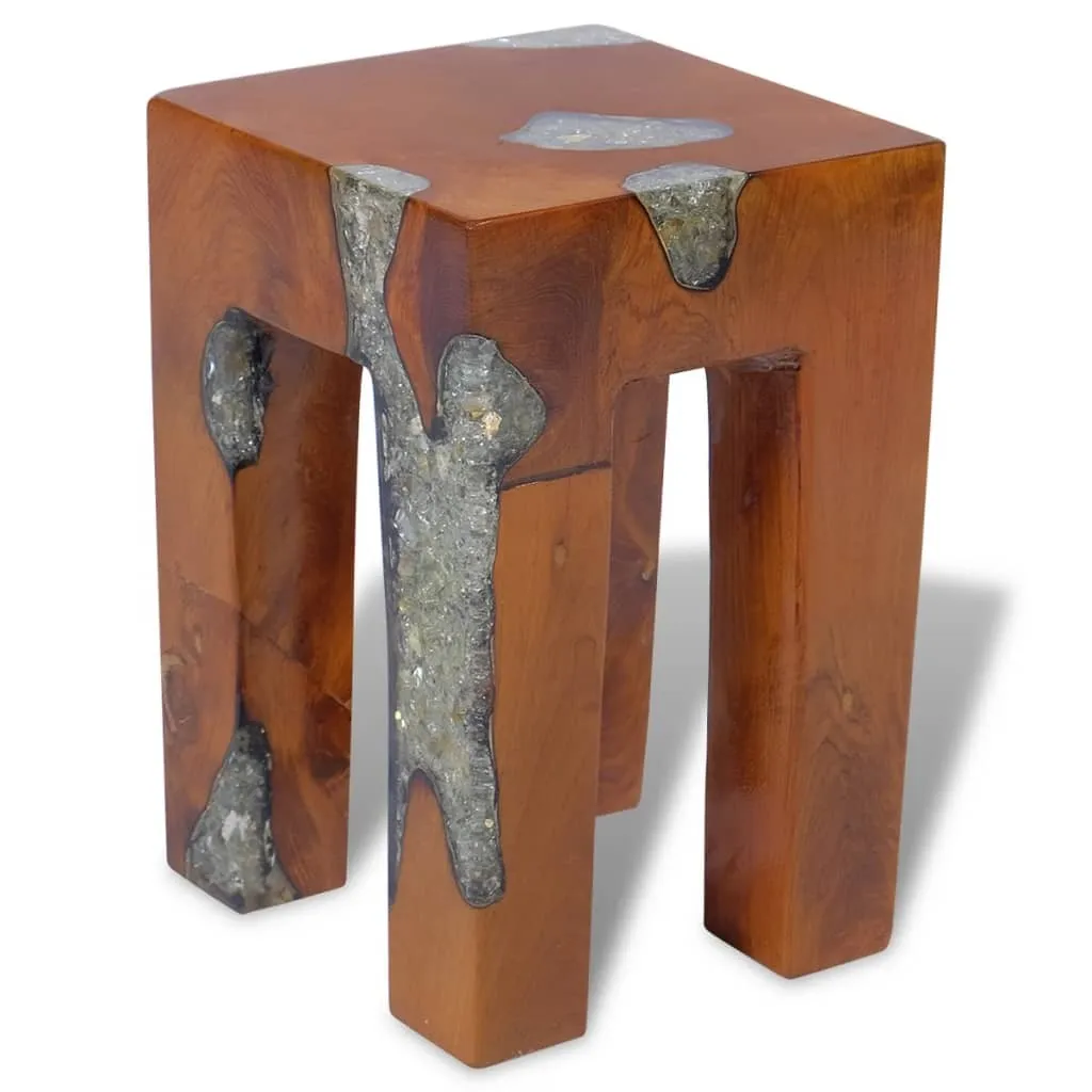Tabouret d'appoint en teck pour décoration intérieure et petit salon