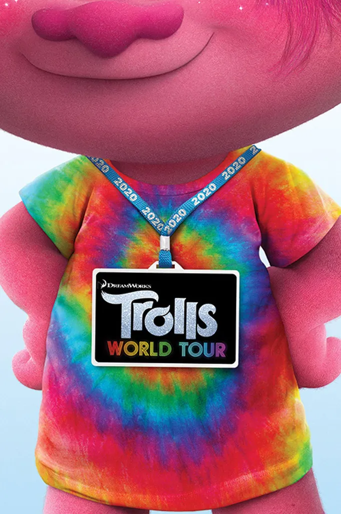 Poster Trolls World Tour et Porte-affiche Magnétique en Bois Naturel