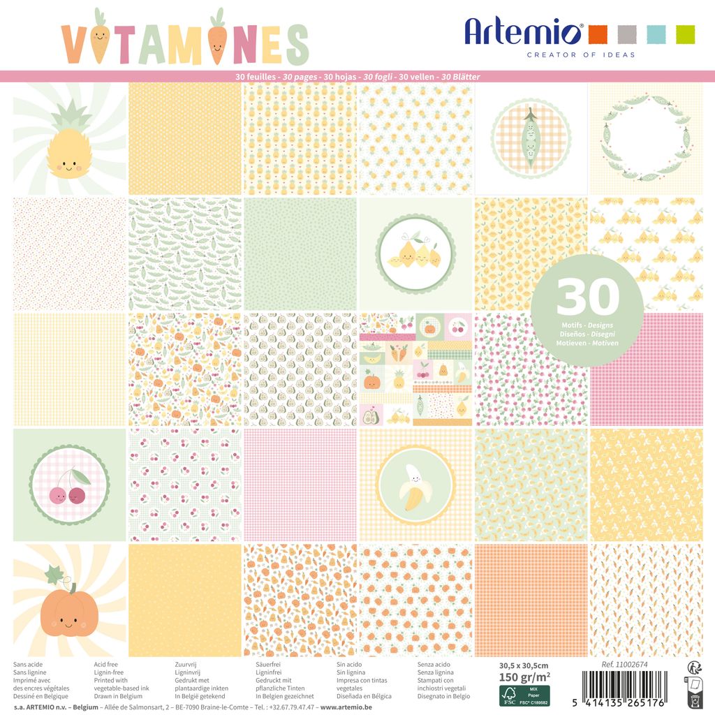 Scrapbook-Block Vitamine 30,5 x 30,5 cm Früchte und Gemüse Produktbild 