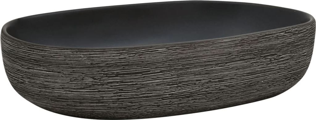 Aufsatzwaschbecken Grau und Schwarz Oval 59x40x14 cm Keramik