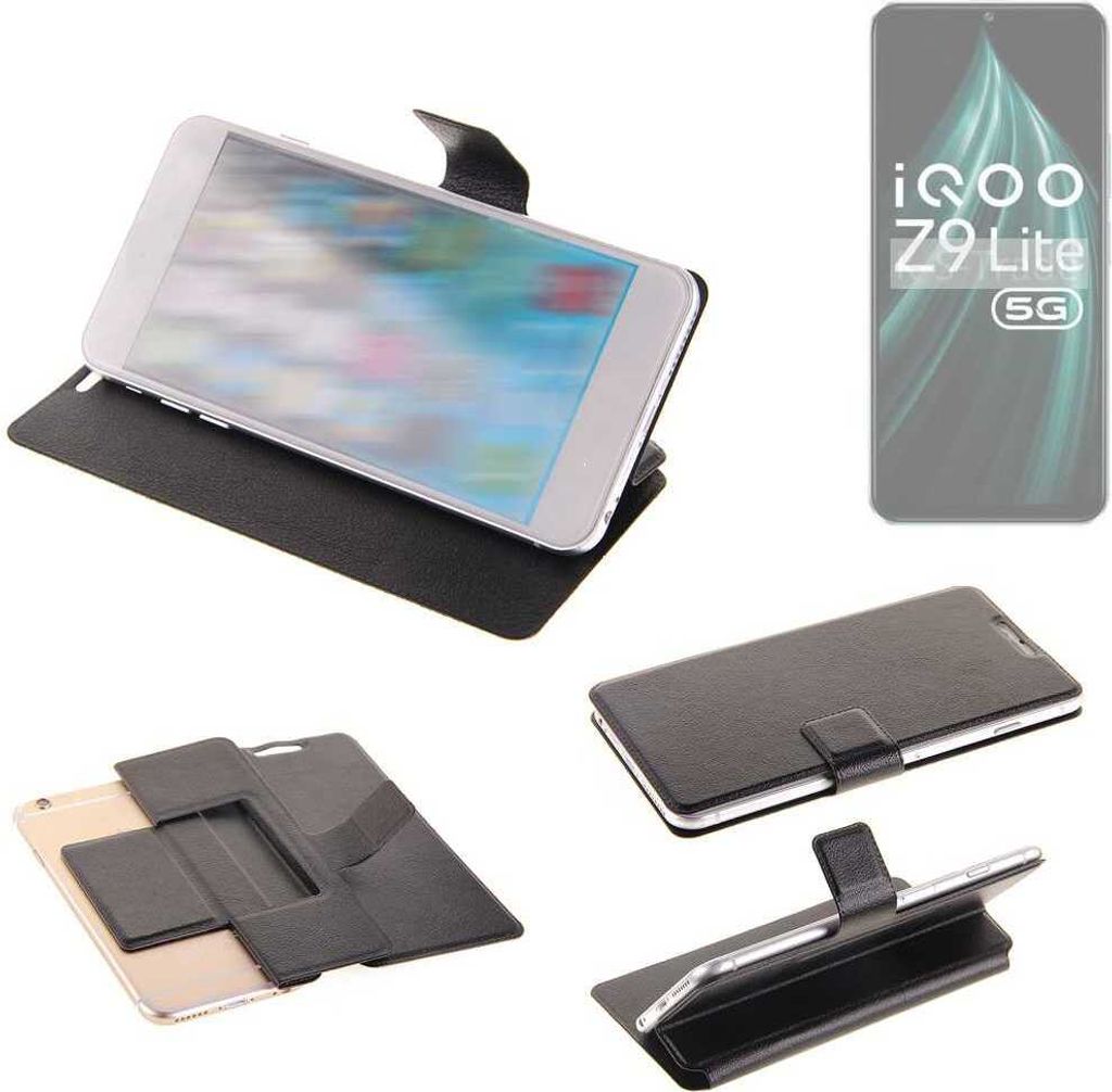 K-S-Trade Schutzhülle kompatibel mit Vivo iQOO Z9 Lite 5G Schutzhülle Flip Cover Klapphülle Wallet Case Slim Handyhülle bookstyle schwarz