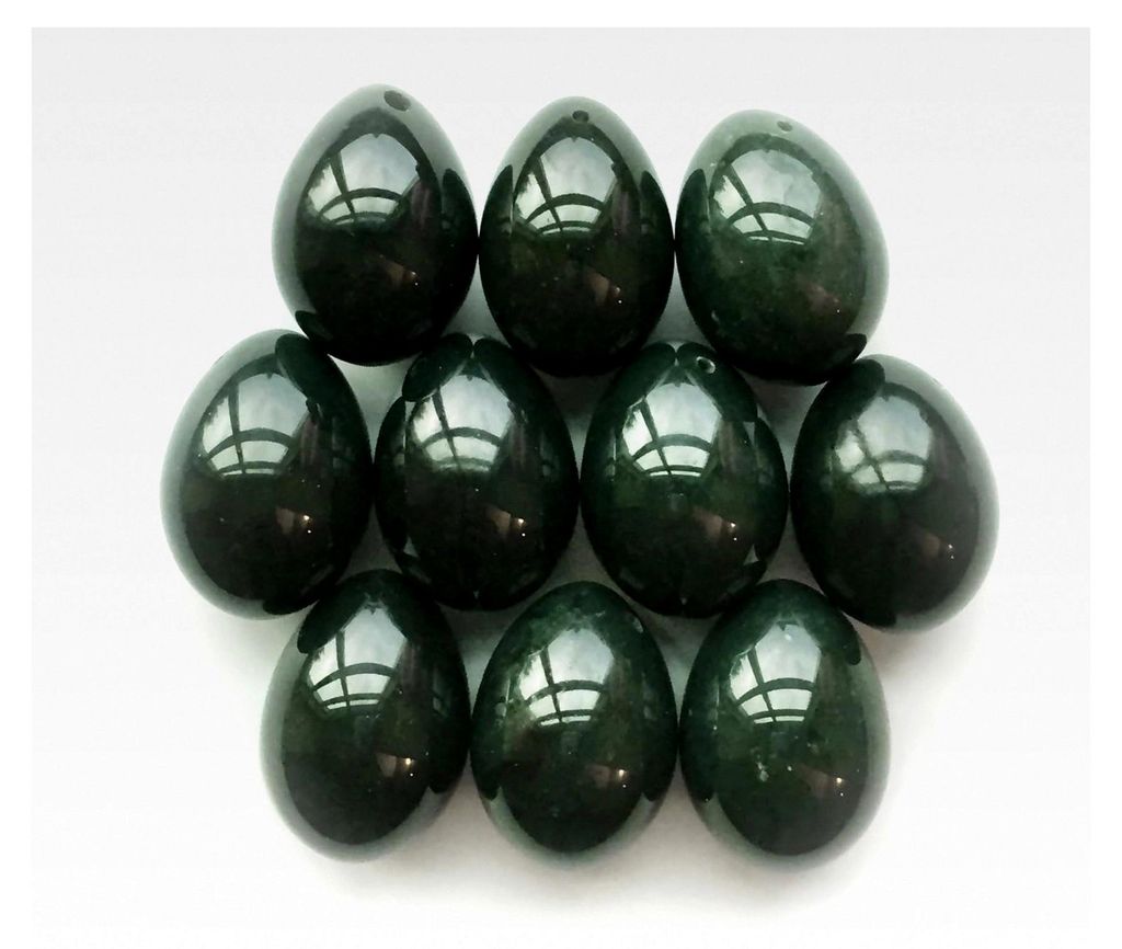 Nephrit-Jade Ei, vorgebohrt, mittlere Größe, für alle Nutzer, natürlich und echt, für Yoni-Massage und Training der Beckenbodenmuskulatur, auc...
