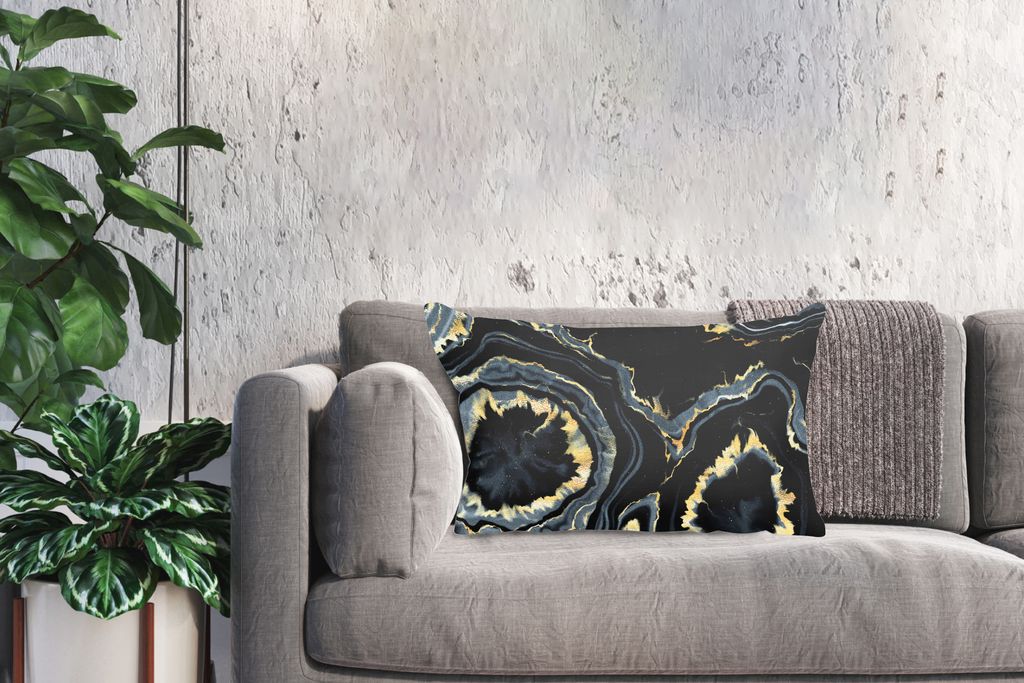 MuchoWow Zierkissen Sofakissen Wohnzimmer Dekokissen 60x40 cm Geode - Gold - Marmor - Steine - Kopfkissen - Polster mit Foto