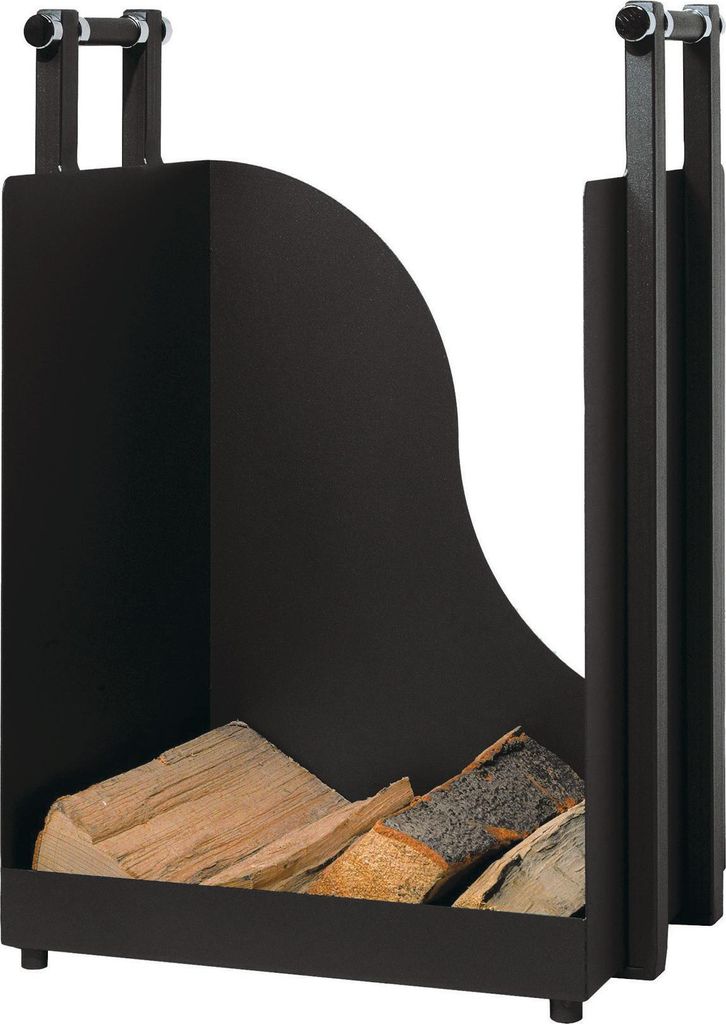 Holzkorb Holzkiste Kaminzubehör Metall schwarz beschichtet optional mit Rollen