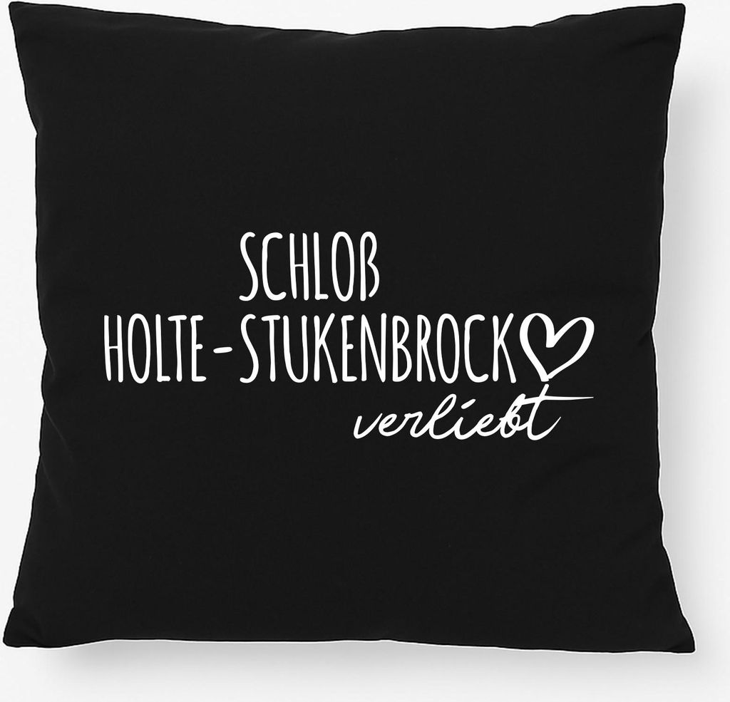 Huuraa Kissen Schloß Holte-Stukenbrock verliebt 40x40cm mit Füllung Black Baumwolle Dekokissen Geschenkidee