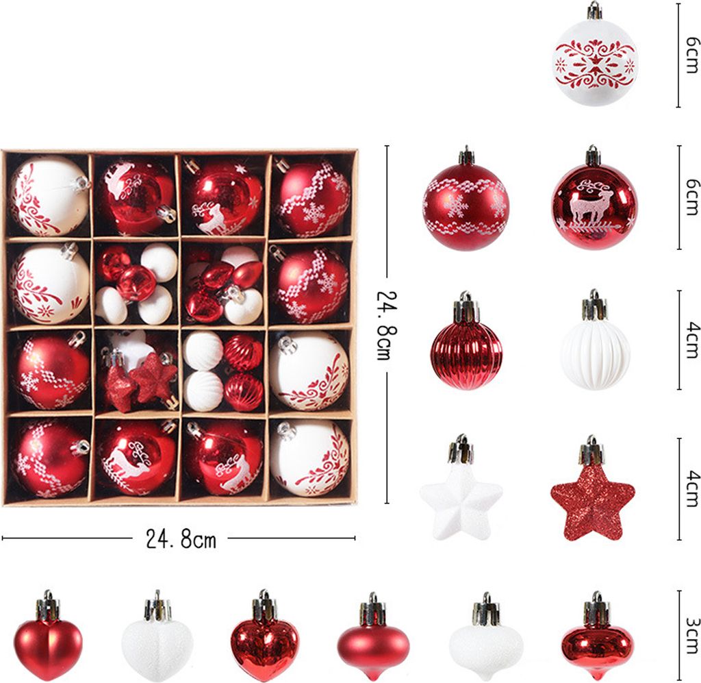 52 Stück kreative Weihnachtsornamente, breite Anwendung, Weihnachtskugeln für Heimdekoration, Schaufenster, Urlaubsdekoration