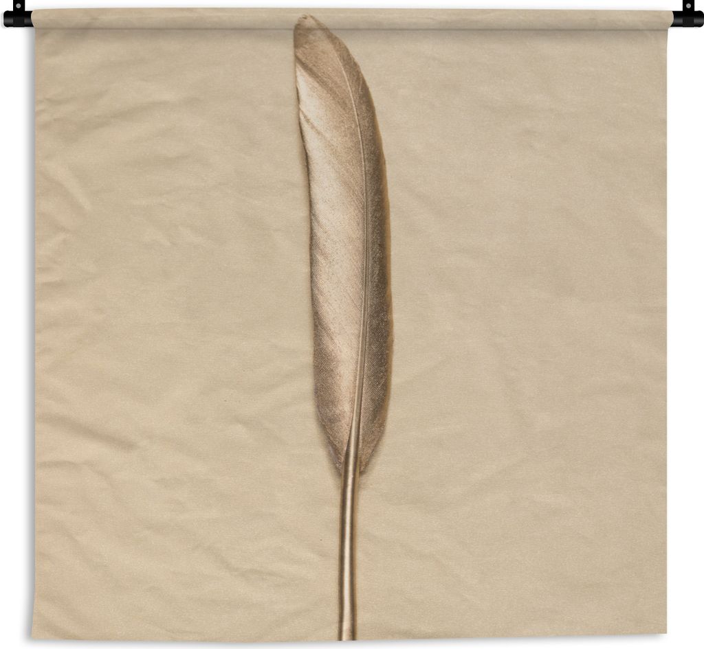 MuchoWow Wandteppich Wandbehang Gold bemalte Feder auf einem goldenen Hintergrund 150x150 cm Tapisserie Dekoration Wandtuch - Wohnaccessoires - M...