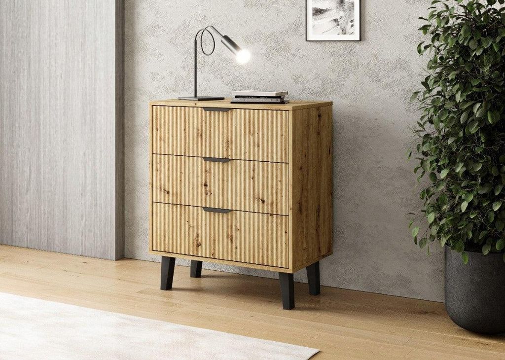 Komoda so šuplíkmi SITIVE SLIM - dub artisan / čierna Obrázok produktu 