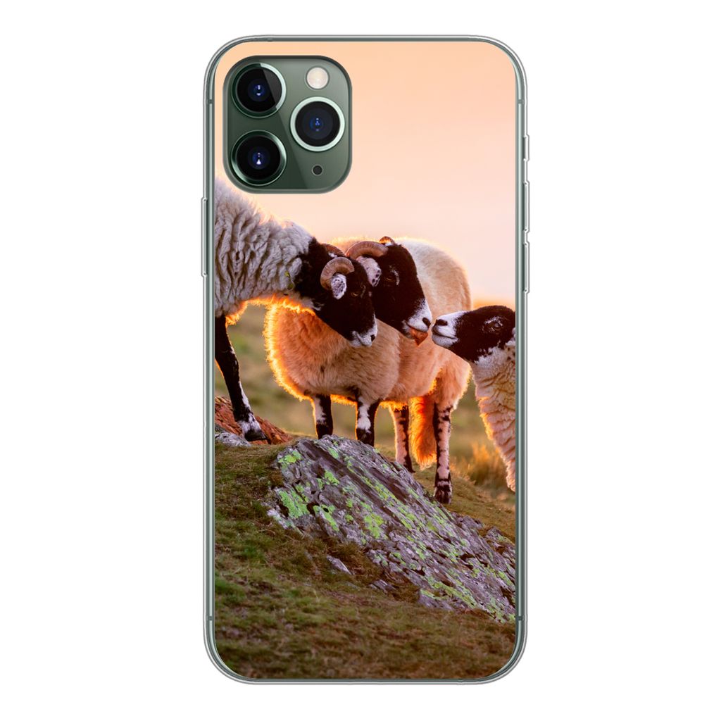 MuchoWow Handyhülle Schutzhülle Hülle für iPhone 11 Pro Schafe - Tiere - Sonnenuntergang Silikon Softcase Handy Hülle - Handy