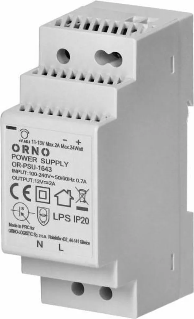 Alimentation Orno 12Vdc 2A 24W sur Rail DIN - OR-PS-1627 Compacte