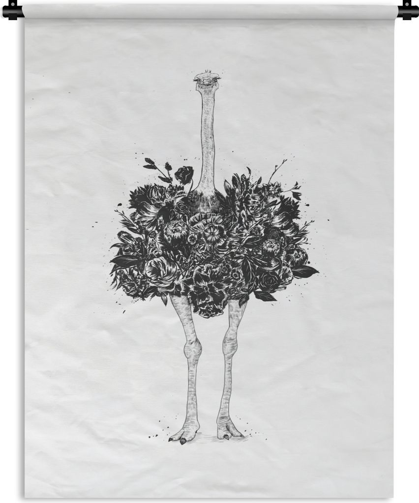 MuchoWow Wandteppich Wandbehang Strauß - Blumen - Tiere - Weiß 90x120 cm Tapisserie Dekoration Wandtuch - Wanddeko