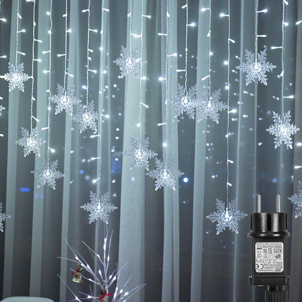 94 LED Flocon de neige Rideau lumineux étanche Noël Jardin Image du produit 