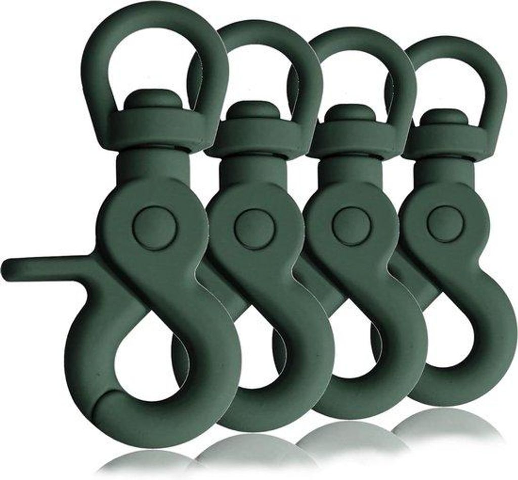 Set aus vier Karabinerhaken mit Silikonbeschichtung und Drehgelenk für Halsbänder und Paracord 550 - 61 mm Länge