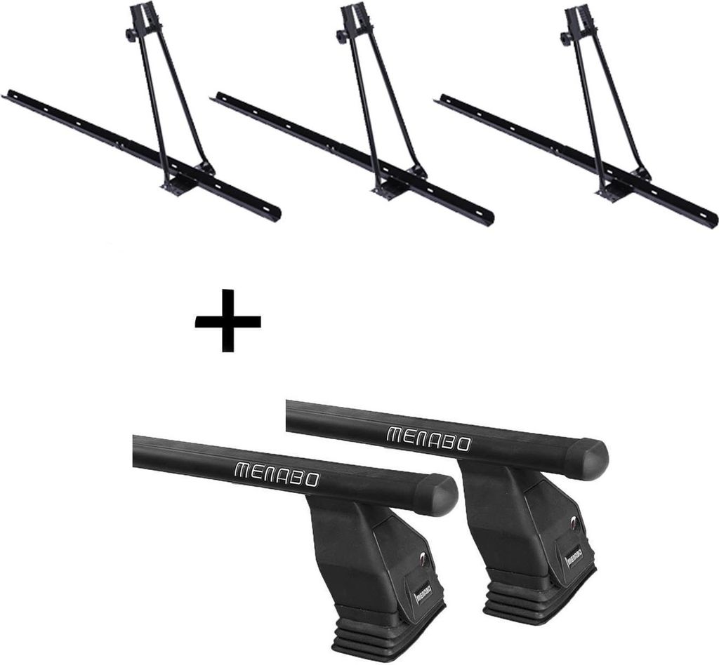 3x Fahrradträger ORION + Stahl Dachträger Menabo Tema kompatibel mit Bmw Serie 3 (G20) (4 Türer) ab 19