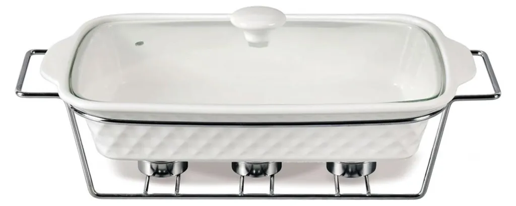 Chauffe-plat de table rectangulaire en inox 35 cm pour vos repas