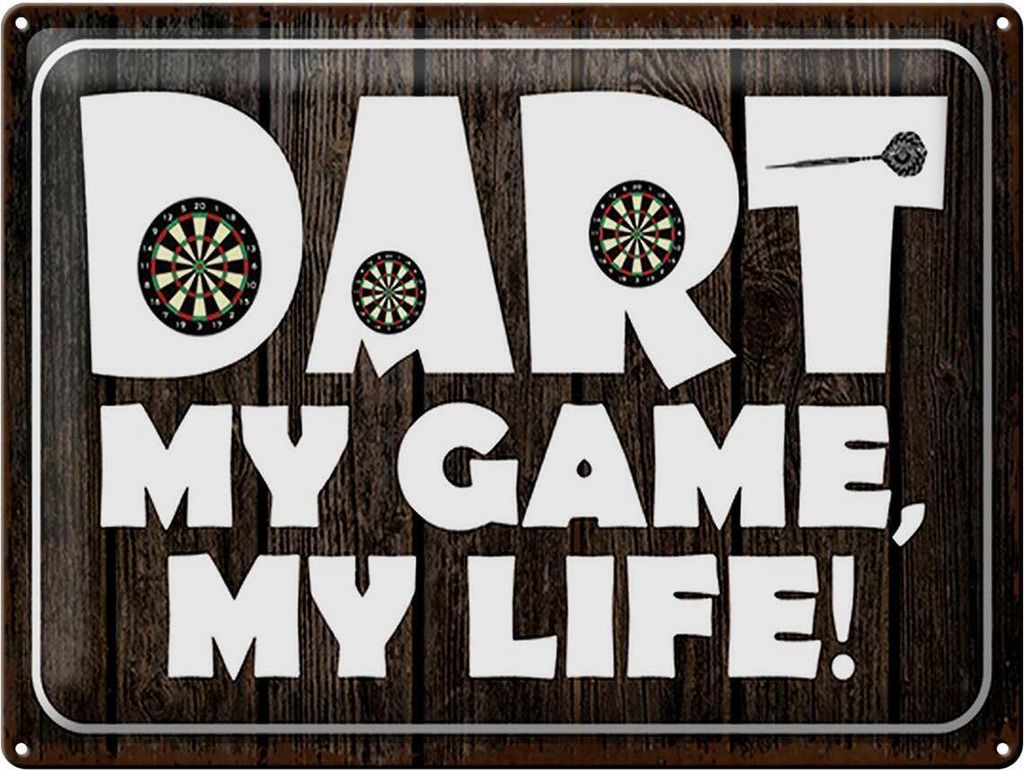 Blechschild Dart my Game my Life, 40 x 30 cm, Blechschilder Spruch Sport Hobby