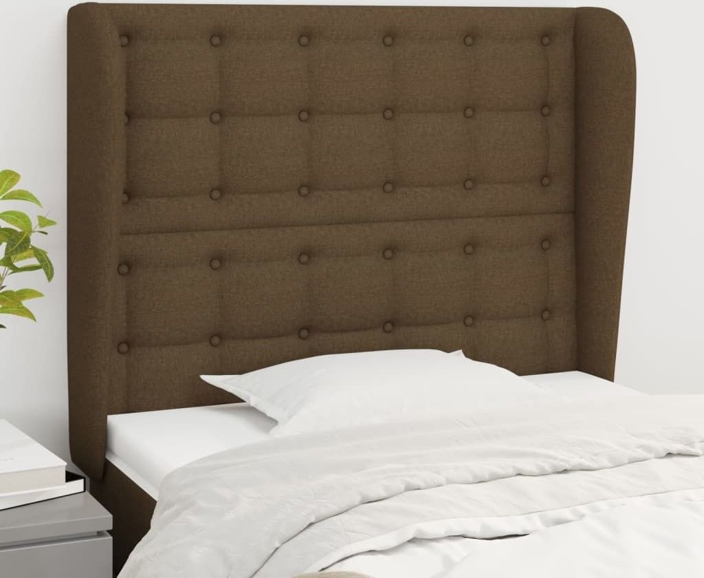 Maison Exclusive - Kopfteil mit Ohren Dunkelbraun 103x23x118/128 cm Stoff