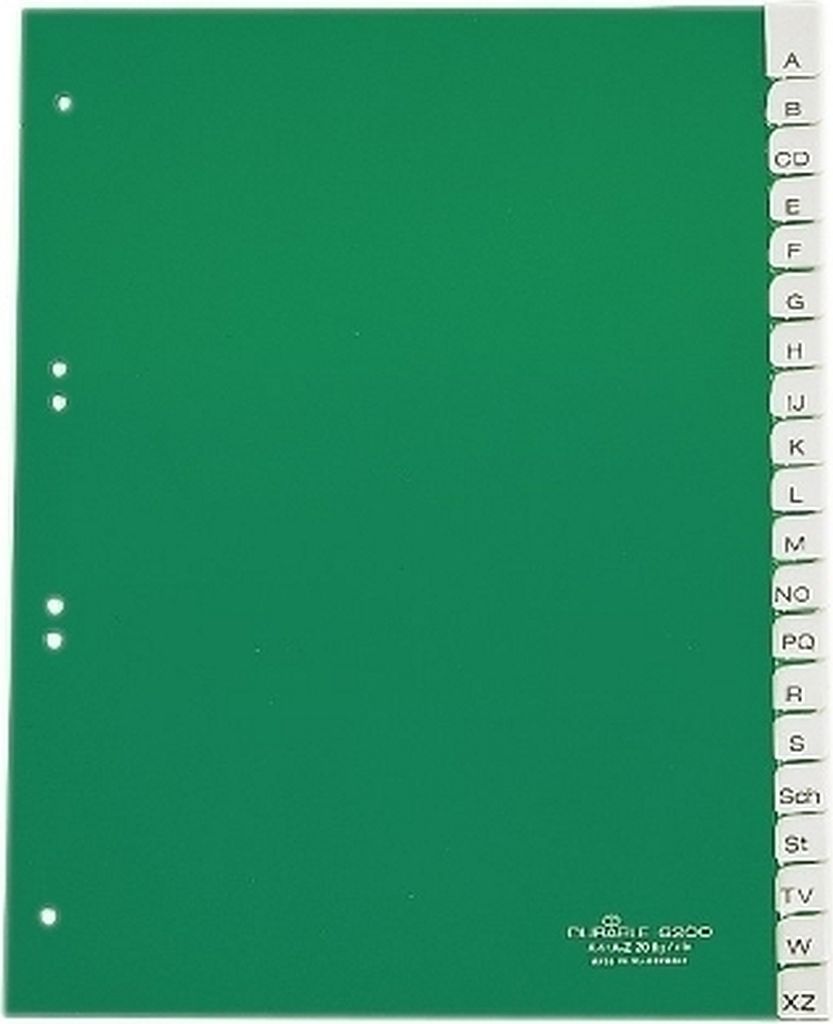Register A4 blanko 20-teilig PP mit umschweißten Taben grün Packung mit 10 Stück