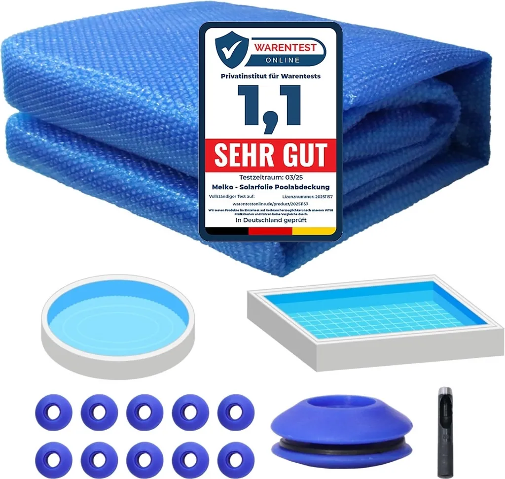 Copertura solare per piscina 800x500 cm Nero Pellicola a bolle incl. occhielli e attrezzi