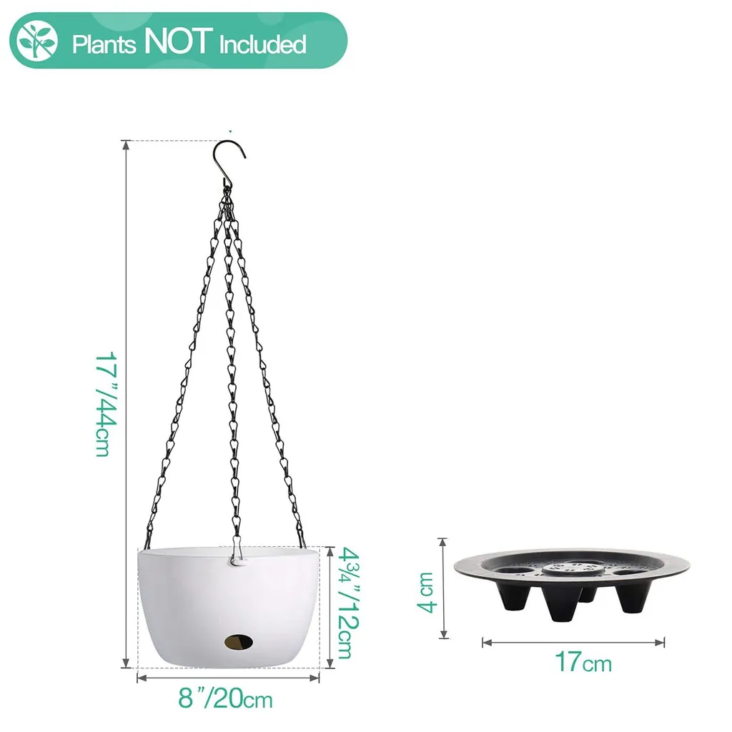 3 Pots de Fleurs Suspendus 20cm Blancs - Auto-irrigation Extérieur